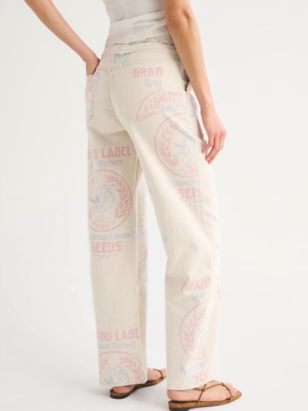 Linen-Blend Low Rise Ultra Loose Drawstring Jean - Picture 3 of 4